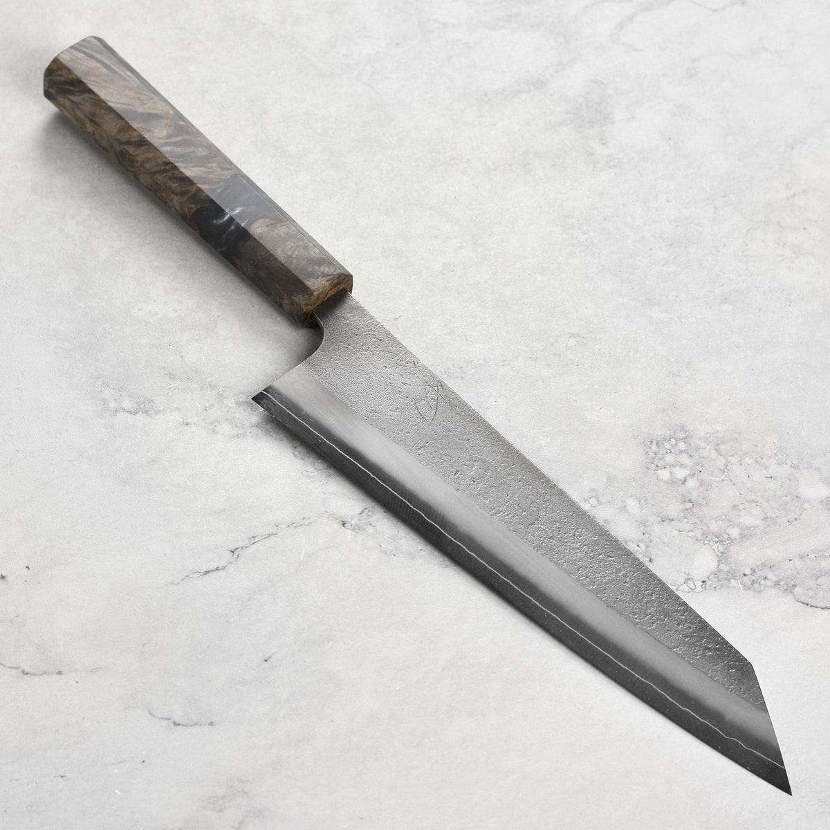Yoshikane SKD Nashiji Stainless Clad 8.25" Kiritsuke, Stabilized Birch