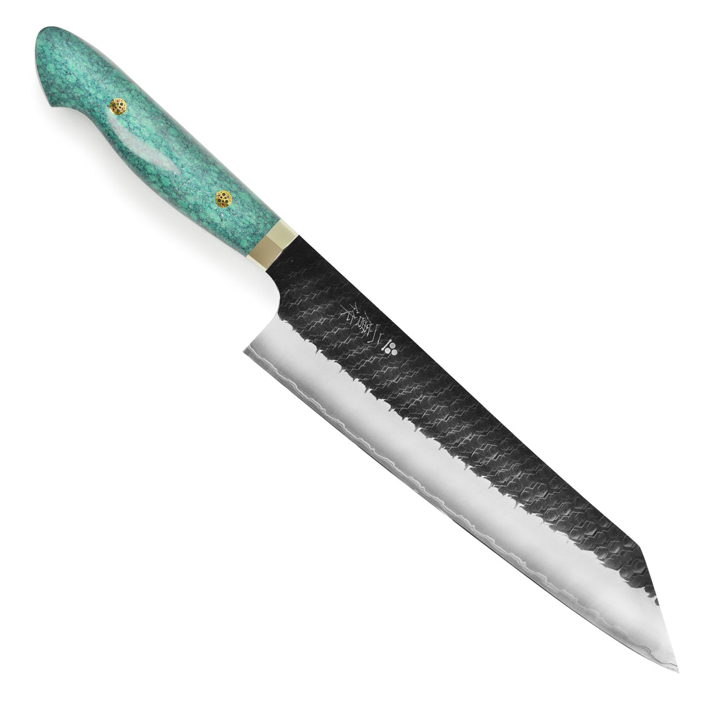 Nigara SG2 Kurouchi Tsuchime 9.4" Kiritsuke, Green Turquoise