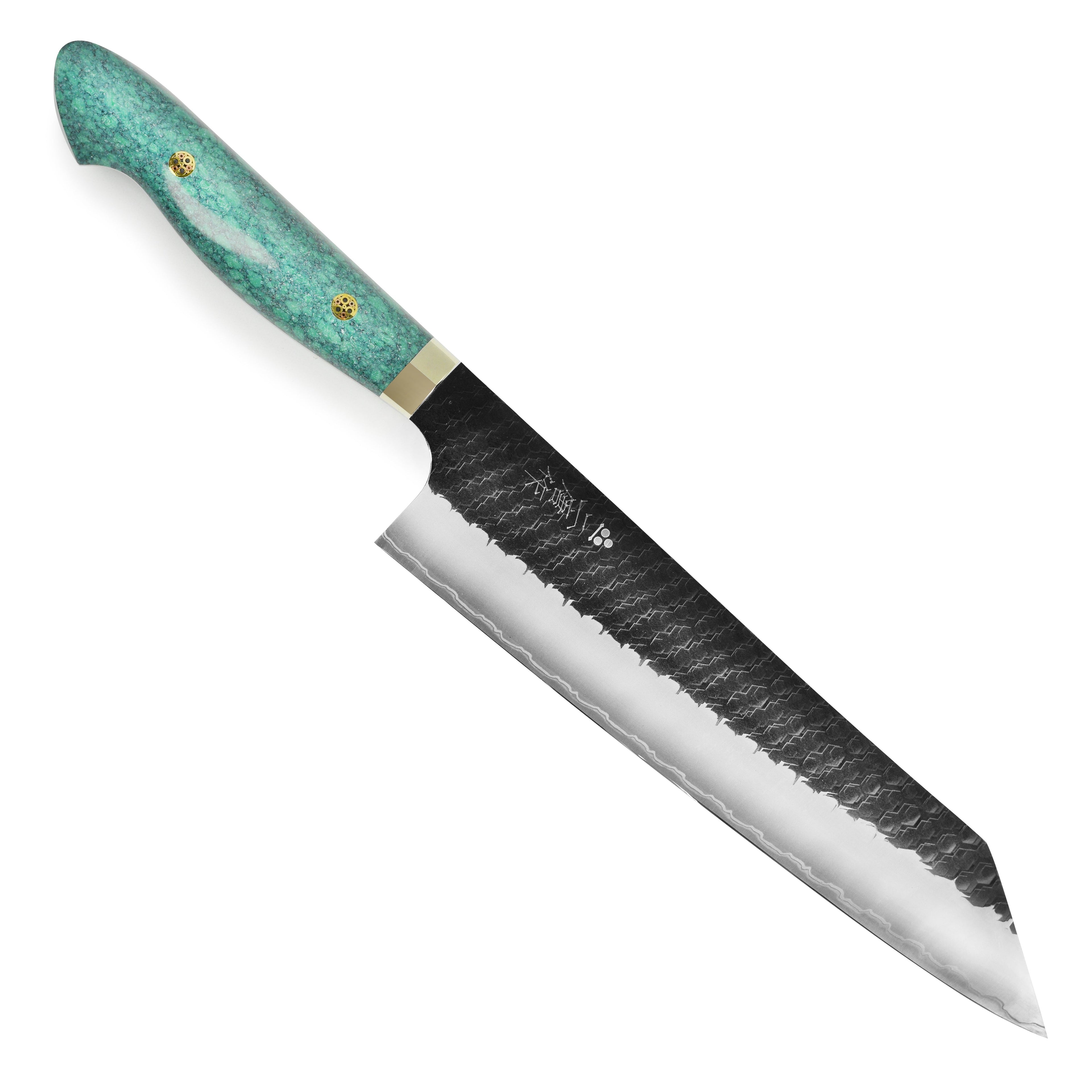 Nigara SG2 Kurouchi Tsuchime 9.4" Kiritsuke, Green Turquoise