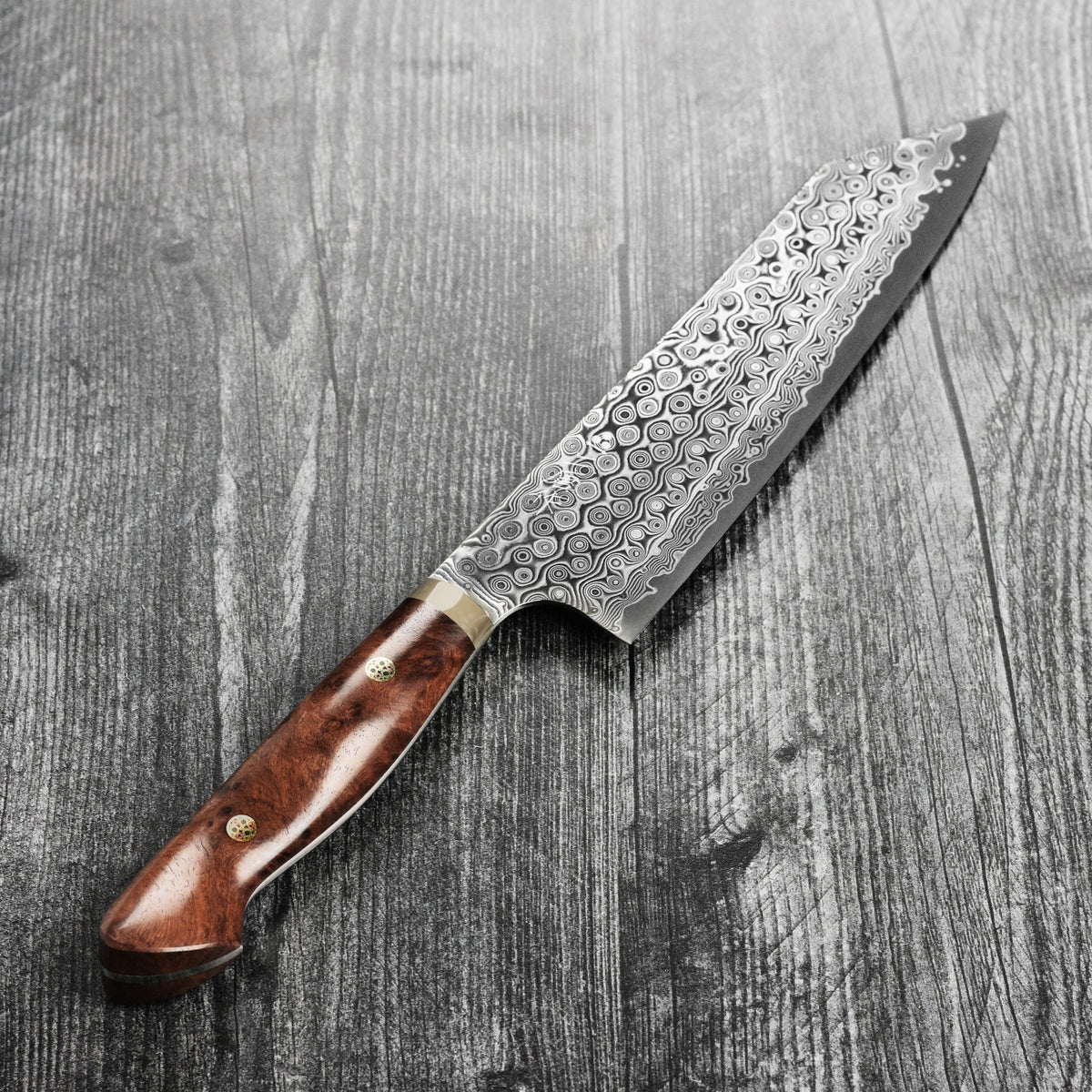Nigara Anmon SG2 Damascus 8.25" Kiritsuke, Quince Wood