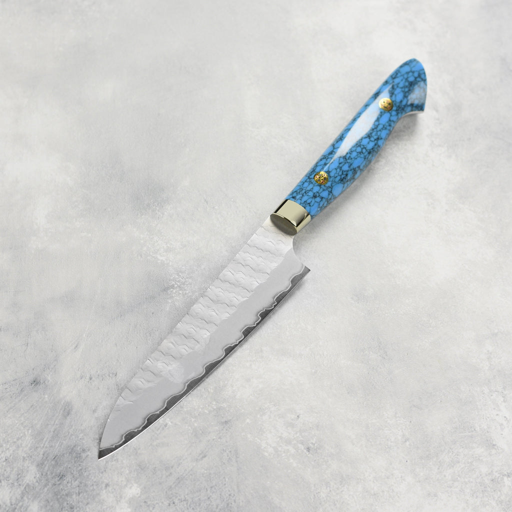 Nigara SG2 Migaki Tsuchime 5.9" Petty, Blue Turquoise