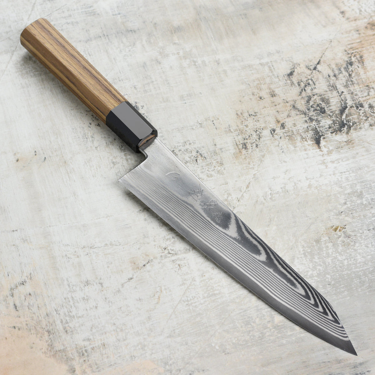 Hatsukokoro Ginsou Ginsan Damascus 8.25" Kiritsuke Gyuto