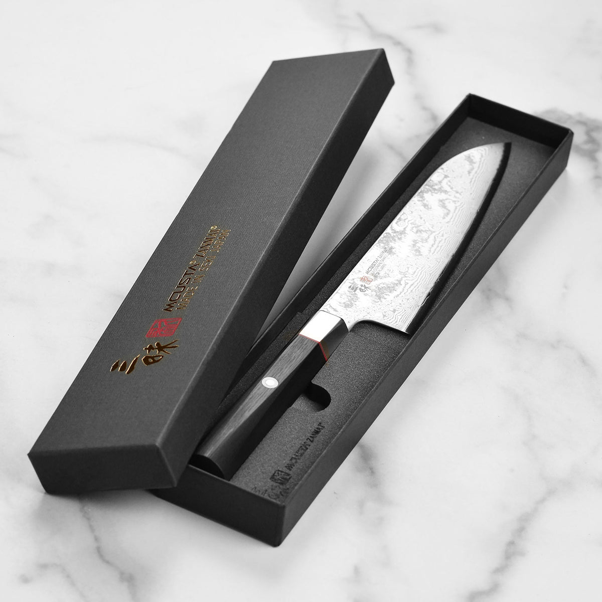 Zanmai Hybrid Damascus Splash 7" Santoku