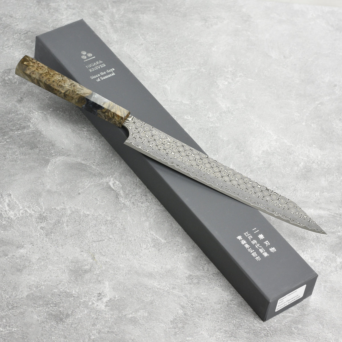 Nigara Anmon SG2 Damascus 10" Kiritsuke Sujihiki