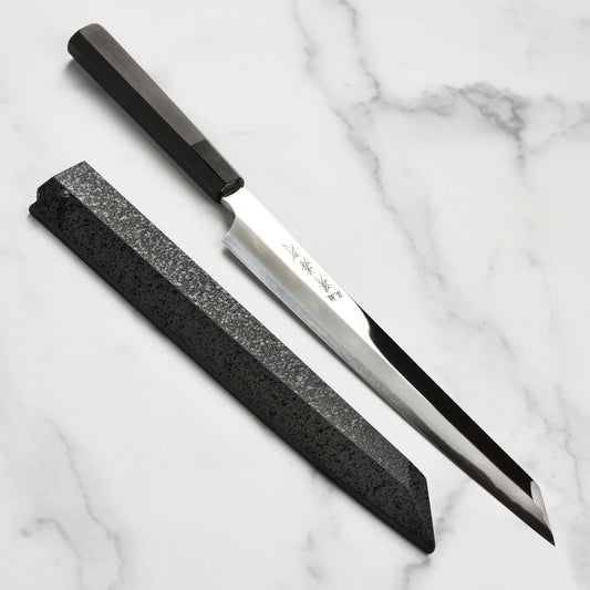 Takayuki x Itsuo Doi Hien Aogami #2 Single-Bevel 10.6" Kengata Yanagiba with Saya