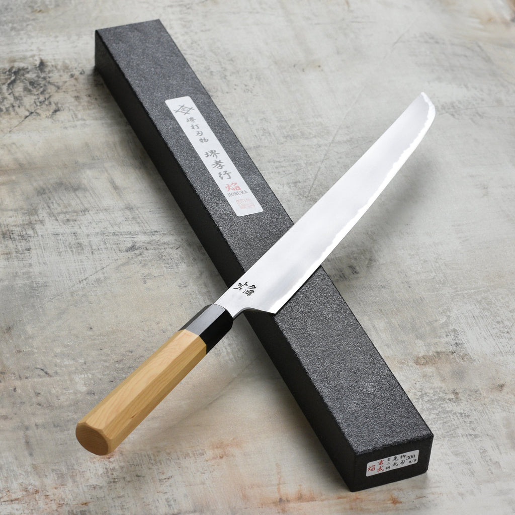 Takayuki x Itsuo Doi Homura Aogami #2 11.8" Sakimaru Sujihiki with Saya
