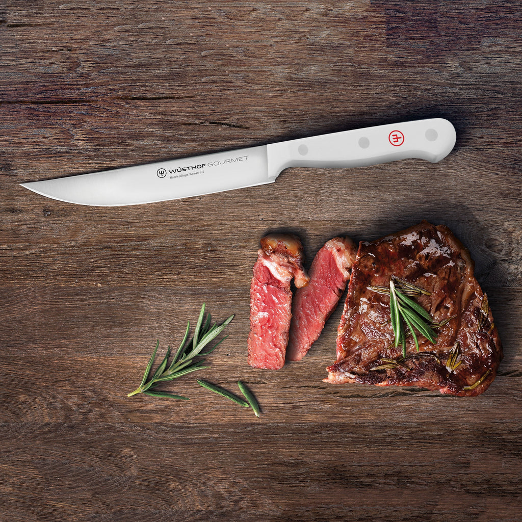 Wusthof Gourmet 6 Piece Steak Knife Set with Case, White Handles