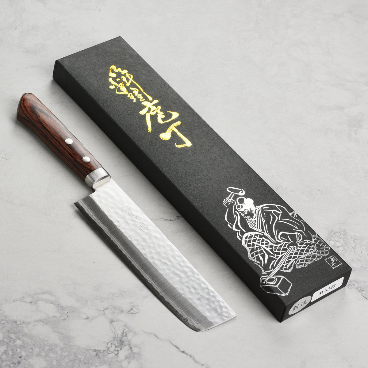 Masutani VG10 Hammered Damascus 6.7" Nakiri, Brown Handle