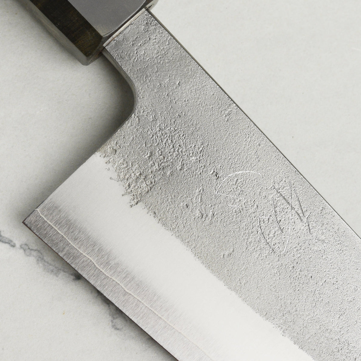 Yoshikane SKD Nashiji Stainless Clad 6.5" Santoku, Stabilized Birch