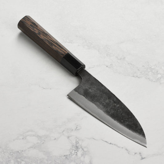 Hatsukokoro Kurokaze Aogami #2 Kurouchi 5.9" Double Bevel Deba, Wenge