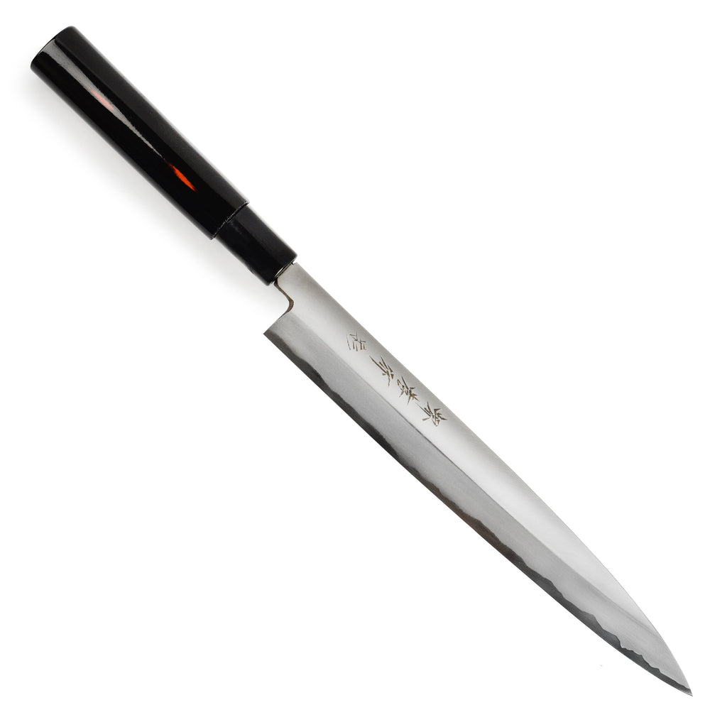 Takayuki Shikisai Kasumitogi Carbon Steel 9.4" Single-Bevel Yanagiba with Saya