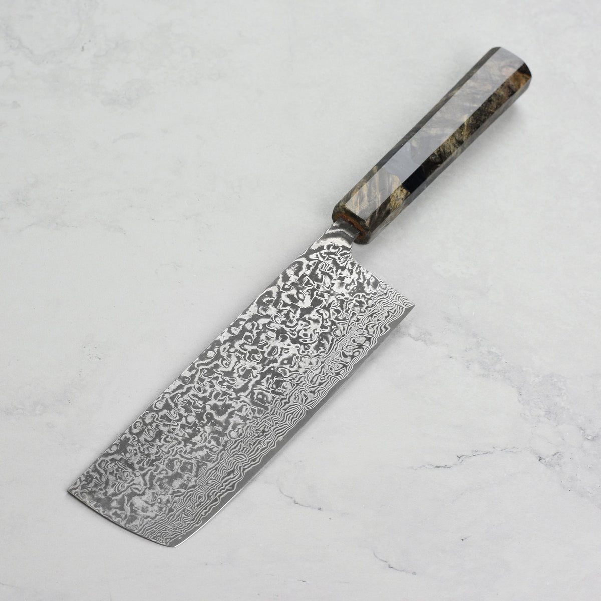 Saji SG2 Black Damascus 6.7" Nakiri, Stabilized Birch
