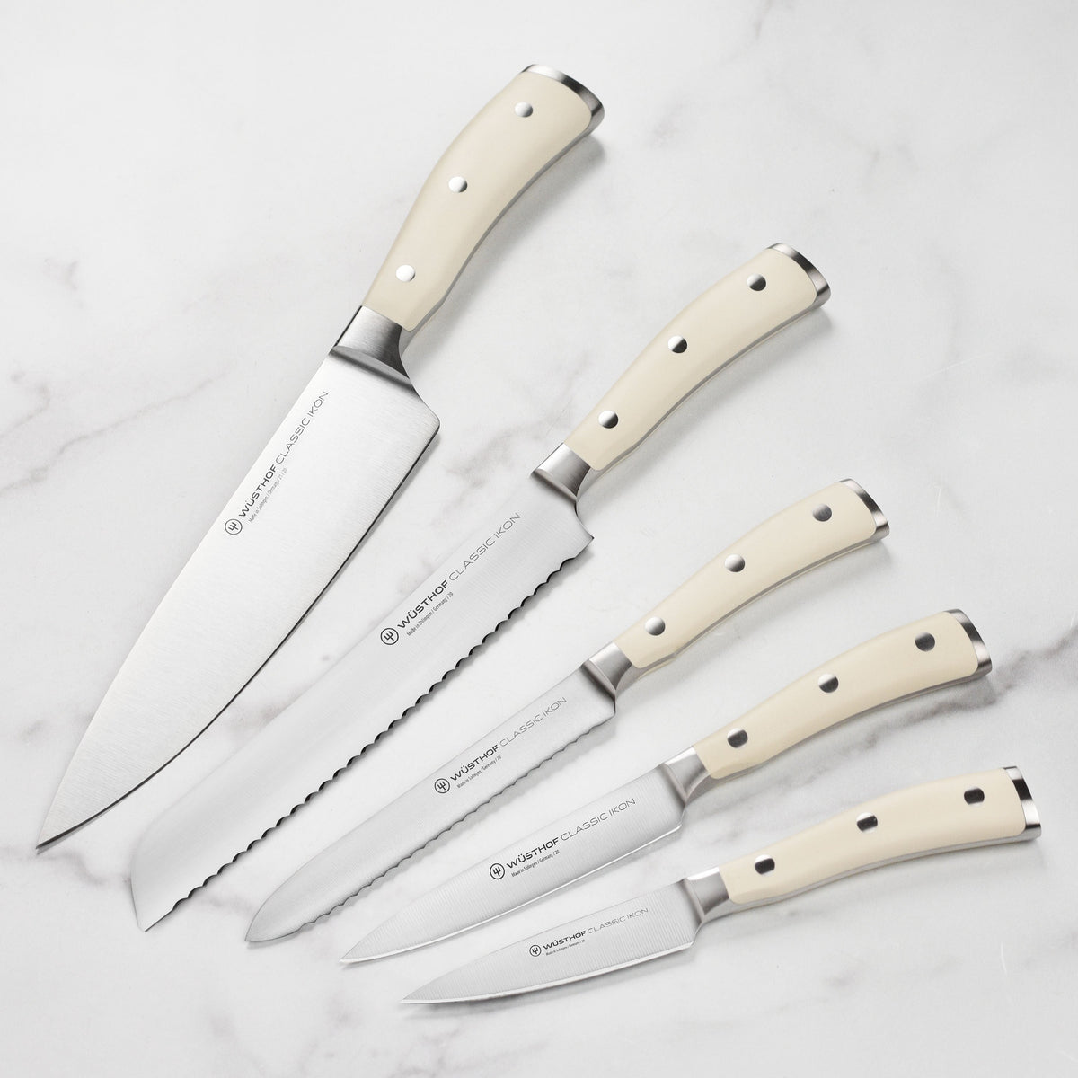 Wusthof Classic Ikon Creme 7 Piece Acacia Slim Knife Block Set