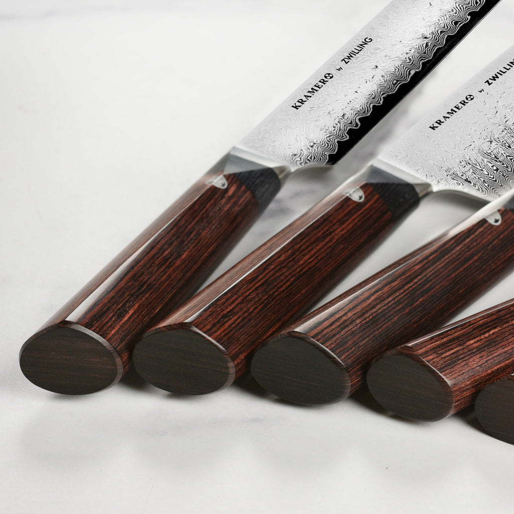 Nexus 4 Piece Damascus Steak Knife Set, Teal Resin & Stabilized Wood