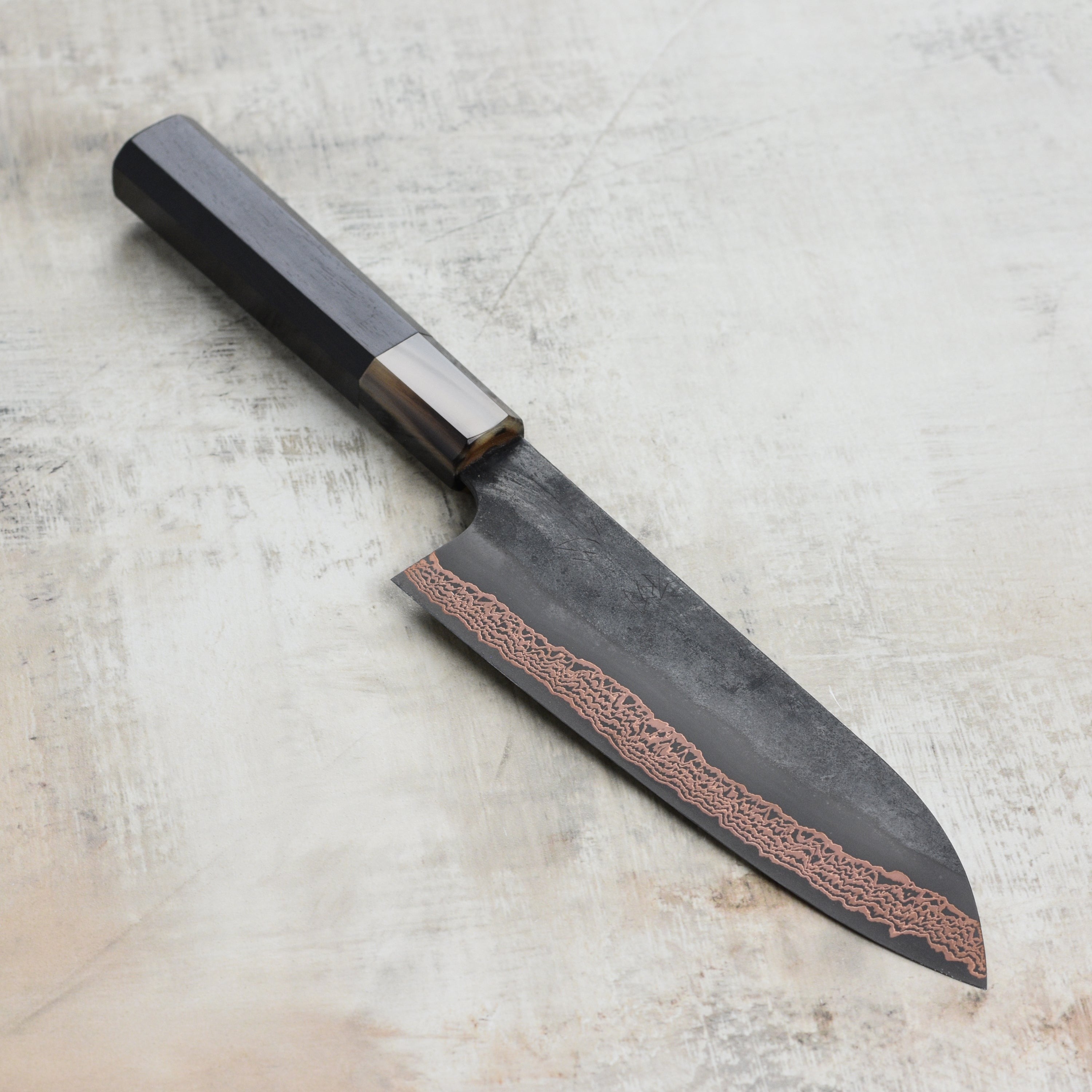 Hatsukokoro Yorokobi SLD Kurouchi Copper Damascus 7" Santoku