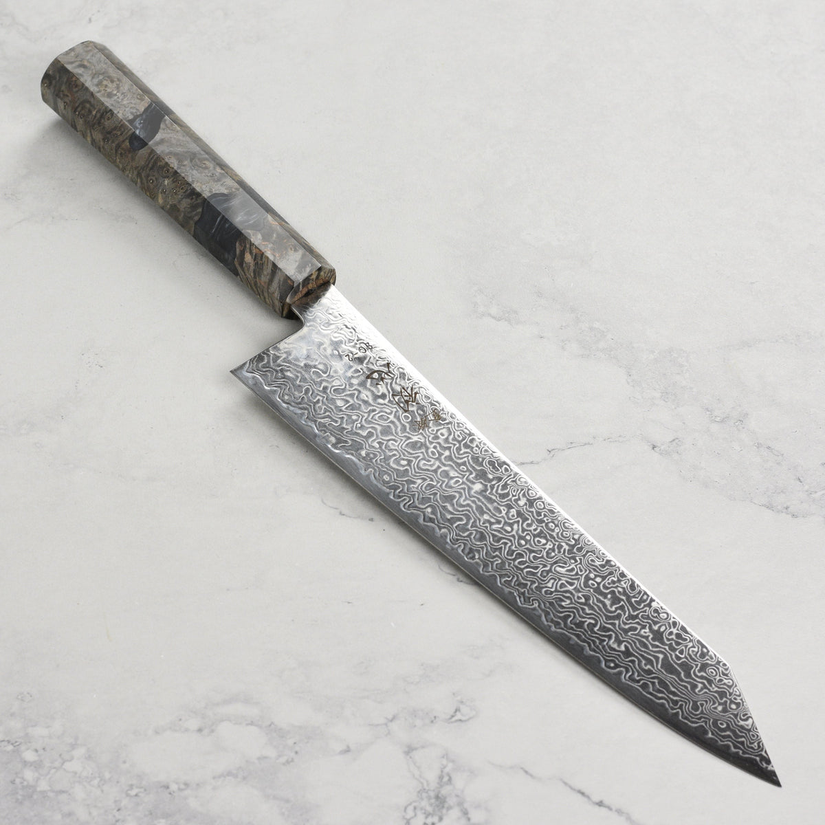 Hatsukokoro Ryuhyo SG2 Damascus 9.4" Kiritsuke Gyuto, Stabilized Birch