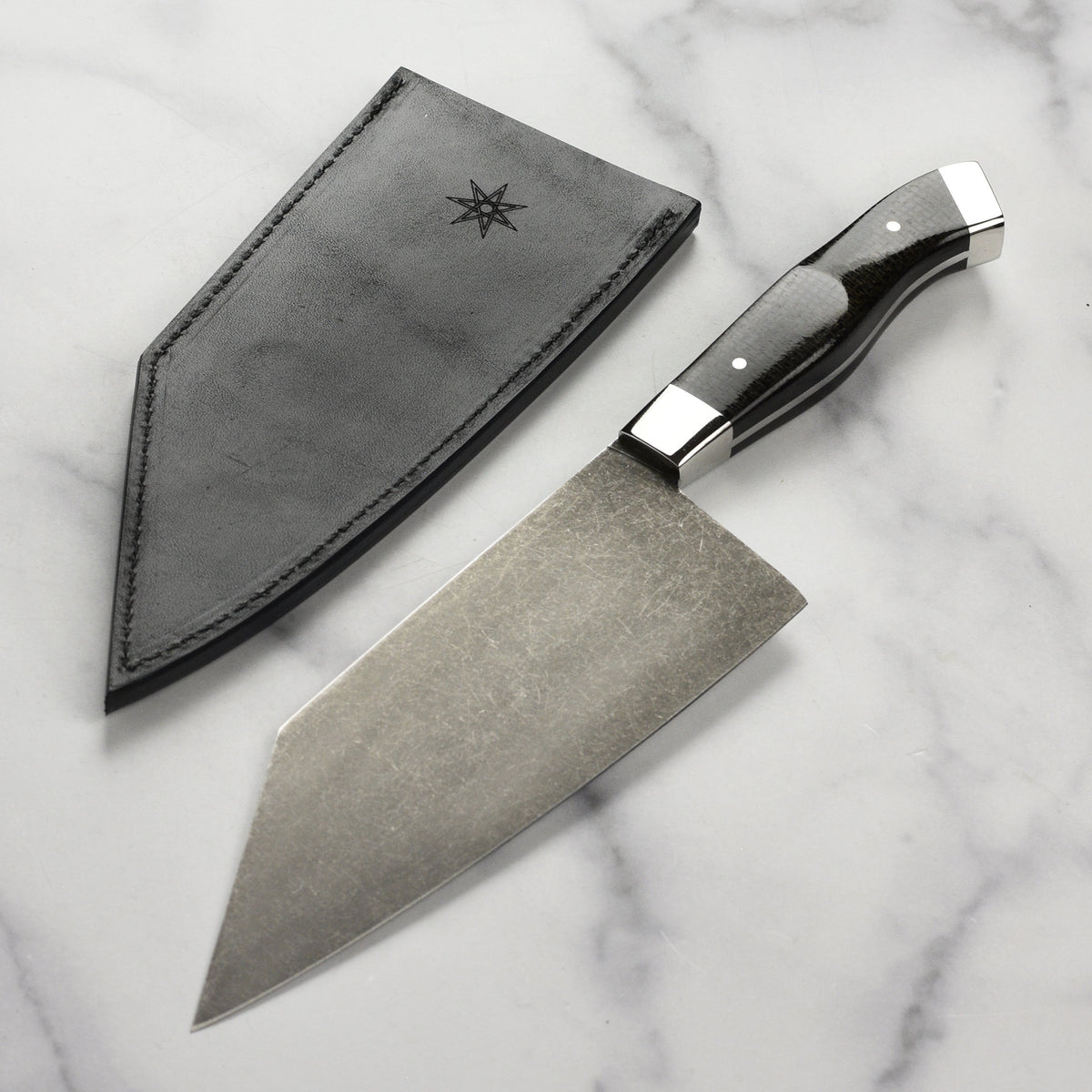 Town Cutler Carbon Pommel 7.5" Chopper with Leather Sheath