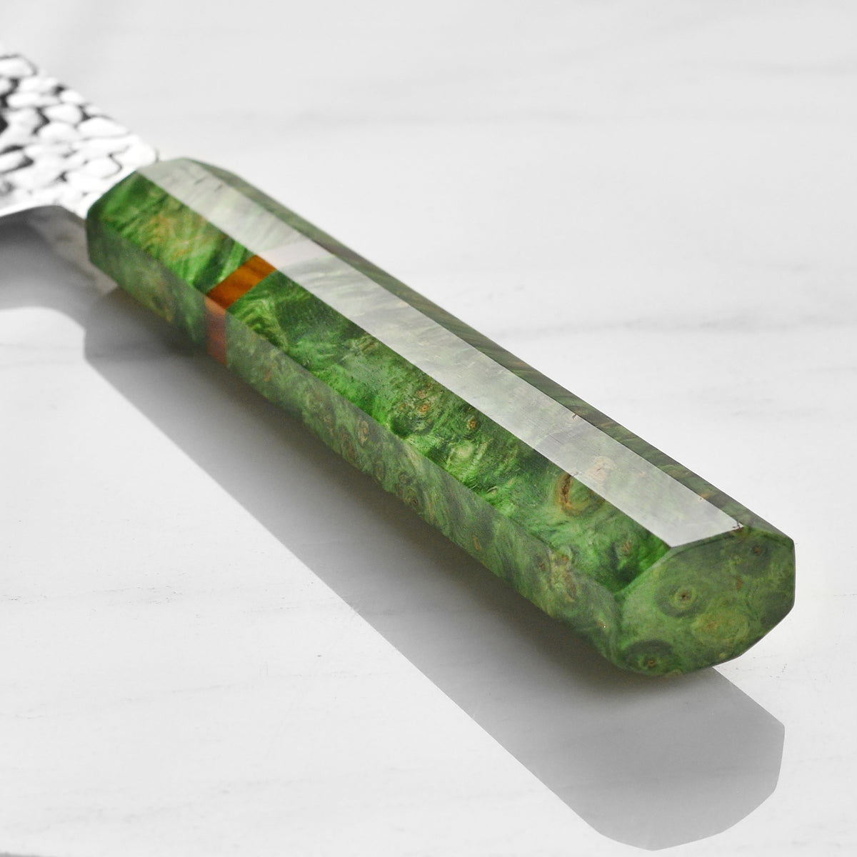 Takayuki Tsuchime Damascus 6.7" Nakiri, Green Stabilized Handle