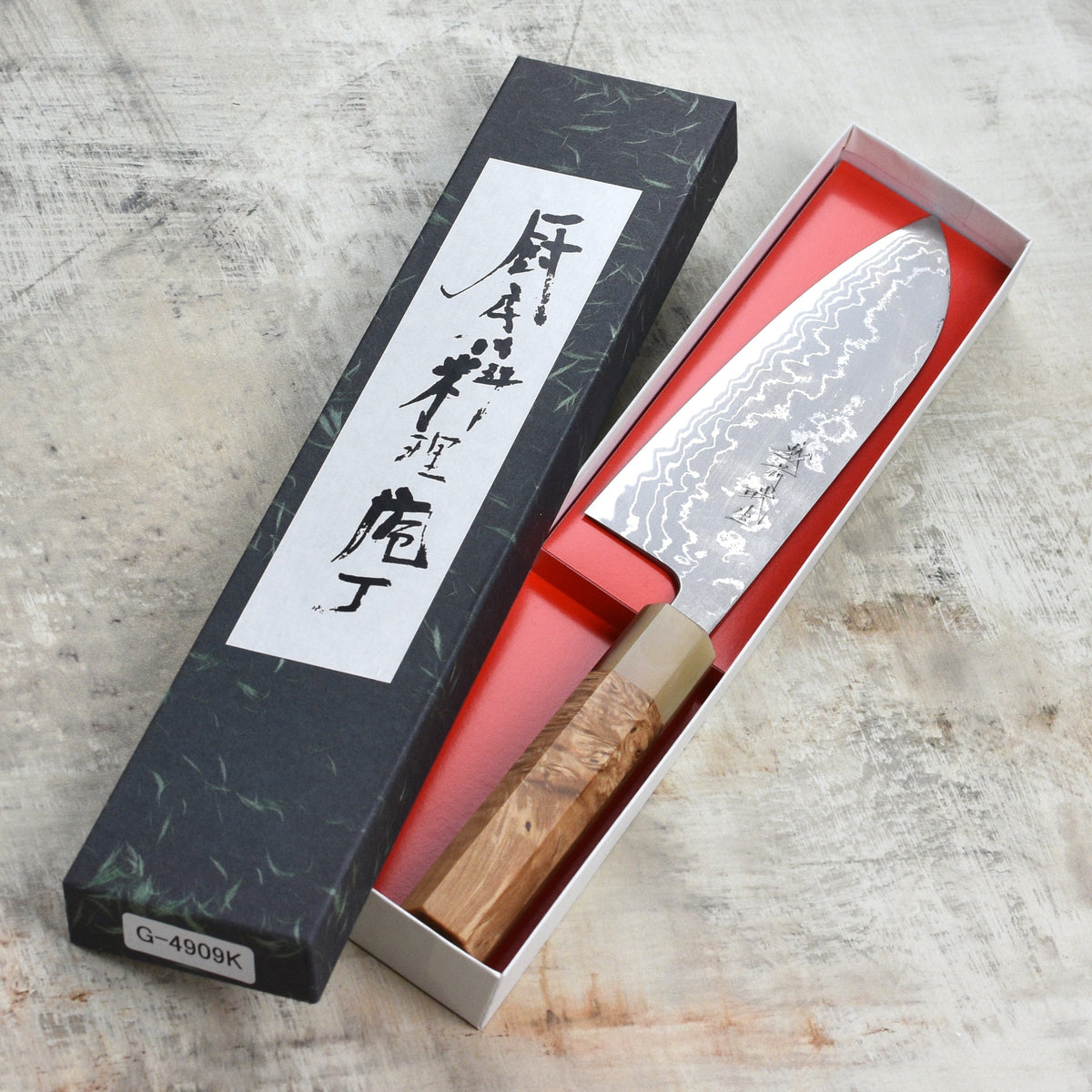 Shiro Kamo Shirogami #2 Damascus 6.5" Santoku