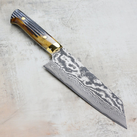 Saji VG10 Black Damascus 7" Bunka with Horn Handle