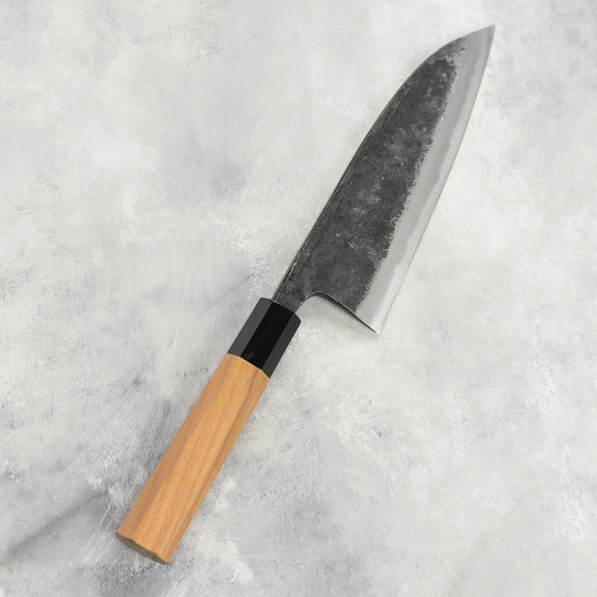 Hatsukokoro Kurokaze Aogami #2 Kurouchi 7" Double Bevel Deba, Teak