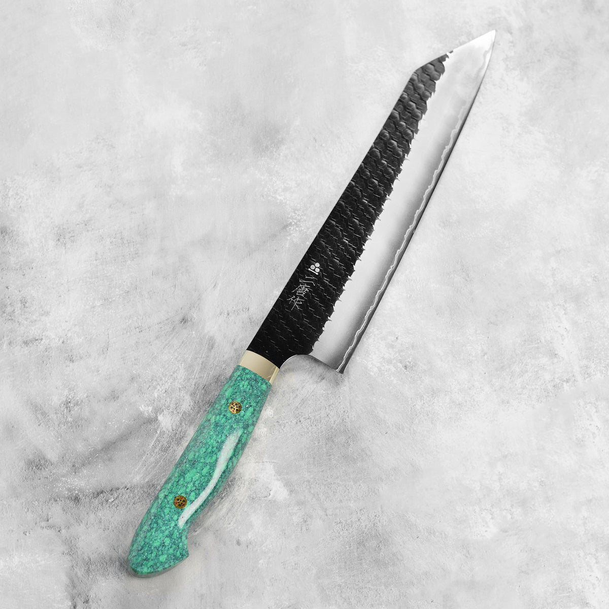 Nigara SG2 Kurouchi Tsuchime 9.4" Kiritsuke, Green Turquoise