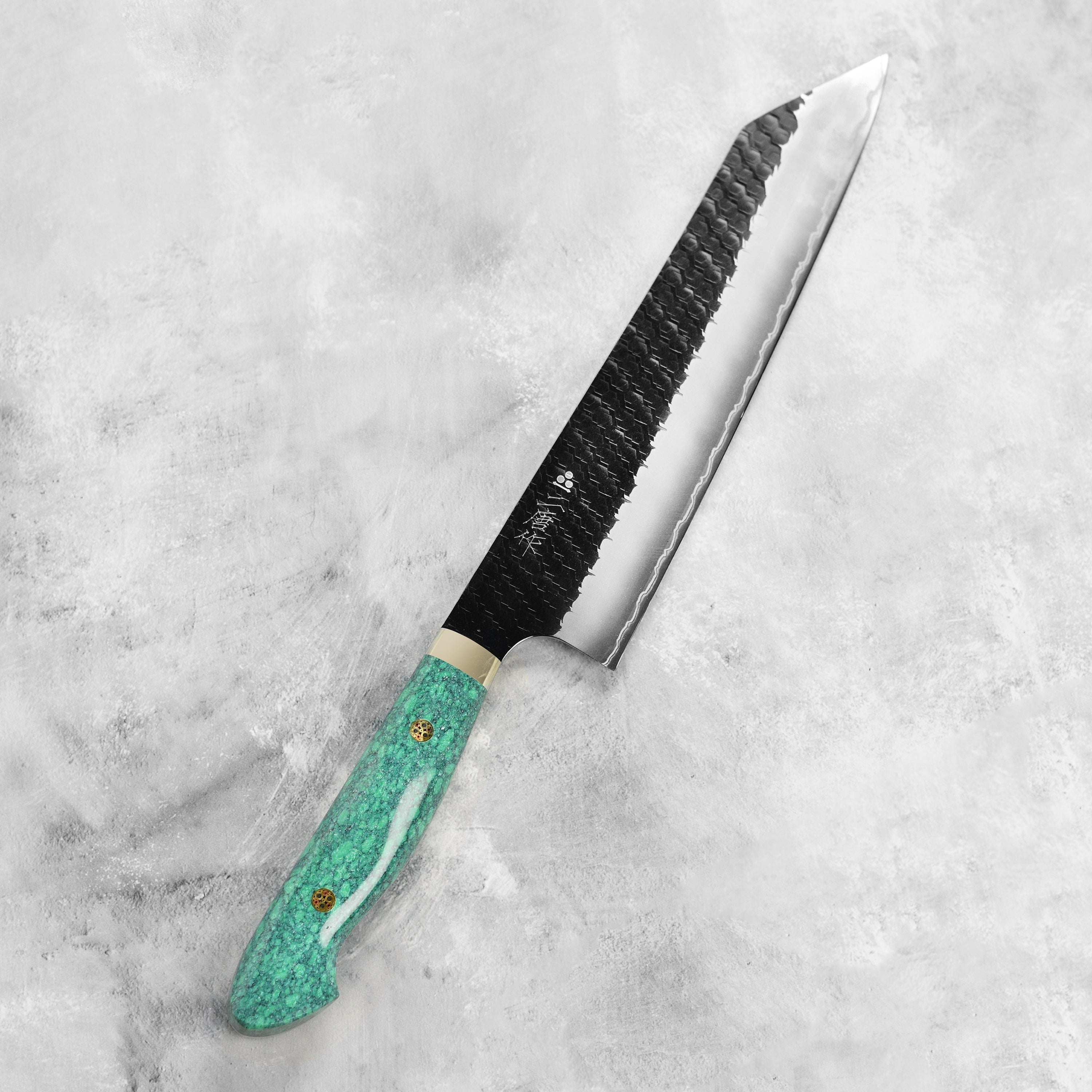 Nigara SG2 Kurouchi Tsuchime 9.4" Kiritsuke, Green Turquoise
