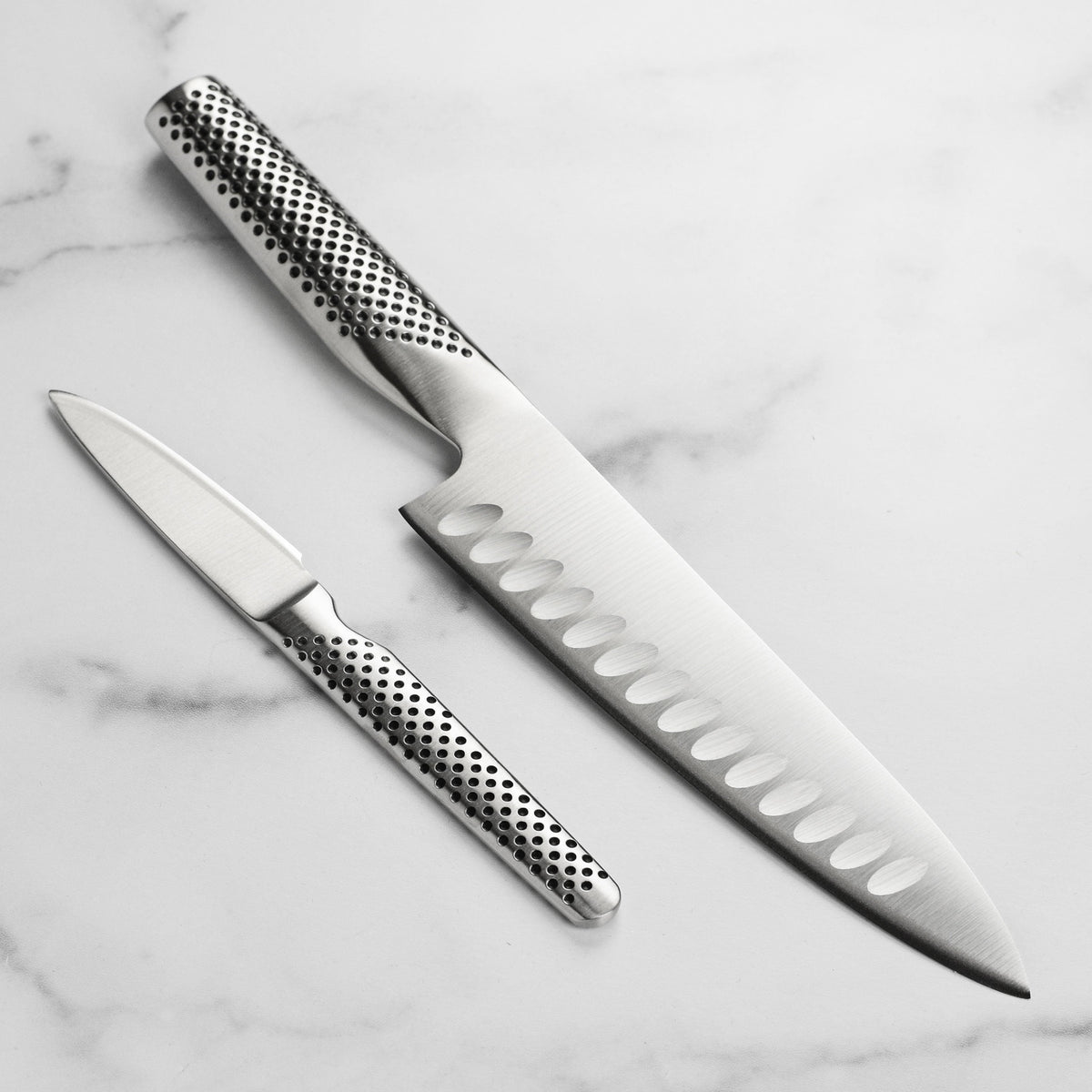 Global 2 Piece Hollow Edge Chef's Knife Set