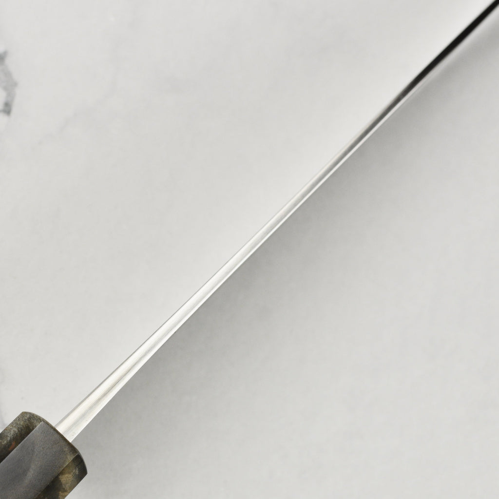 Yoshikane SKD Nashiji Stainless Clad 6.5" Santoku, Stabilized Birch