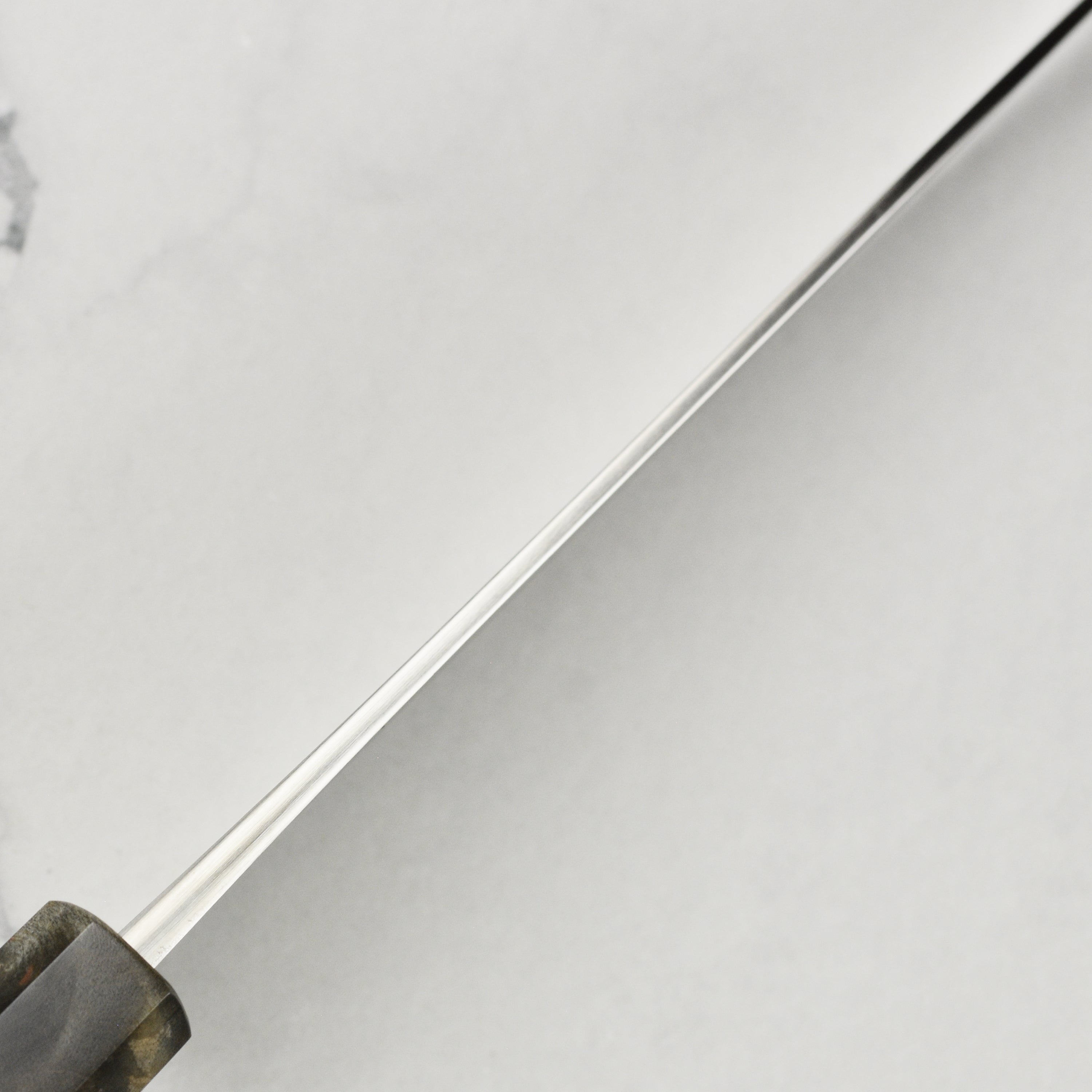Yoshikane SKD Nashiji Stainless Clad 6.5" Santoku, Stabilized Birch