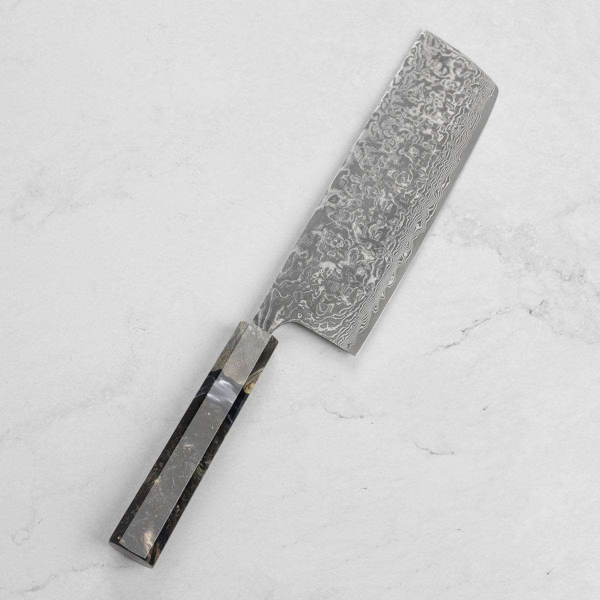 Saji SG2 Black Damascus 6.7" Nakiri, Stabilized Birch