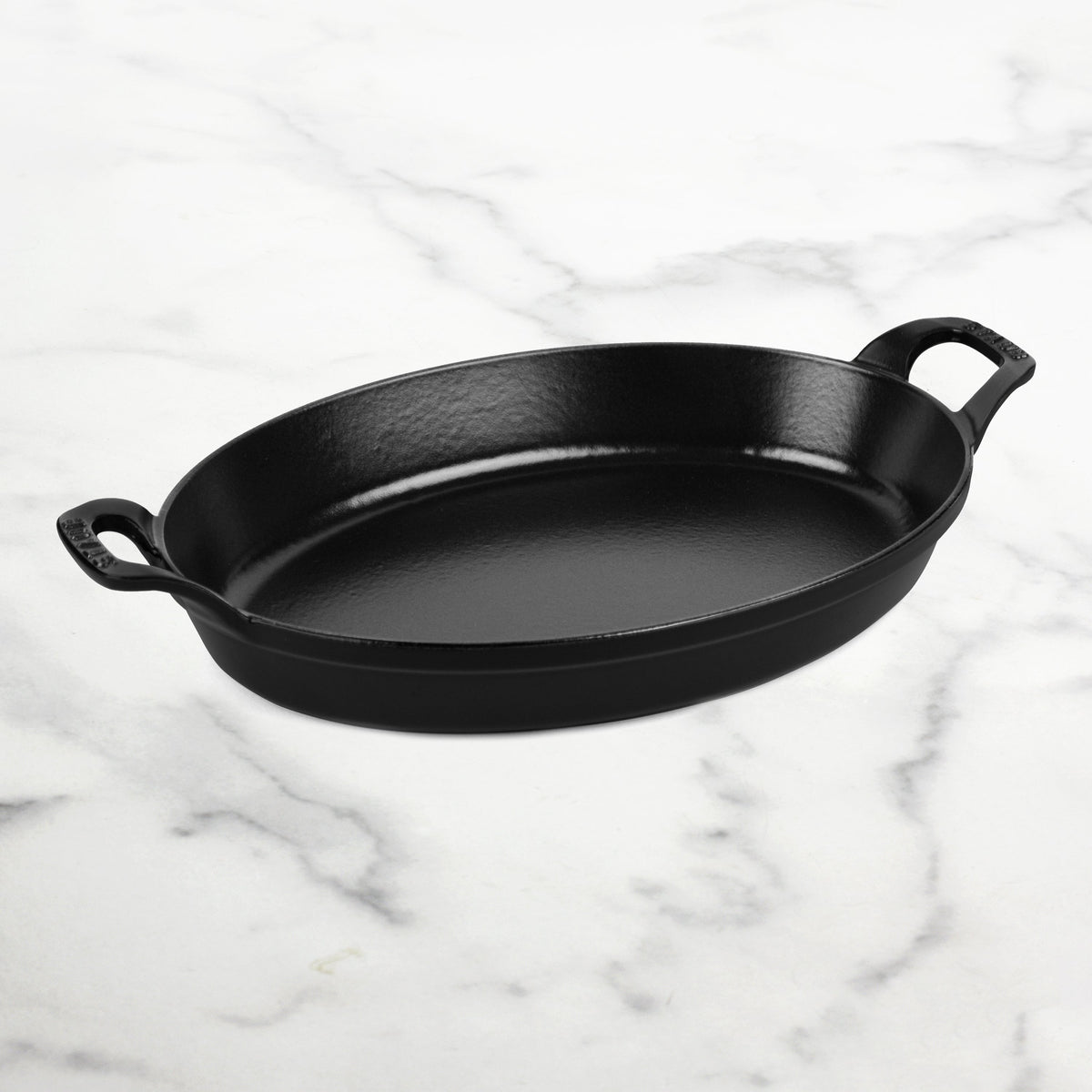 Staub Cast Iron 12.5" x 9" Matte Black Oval Au Gratin