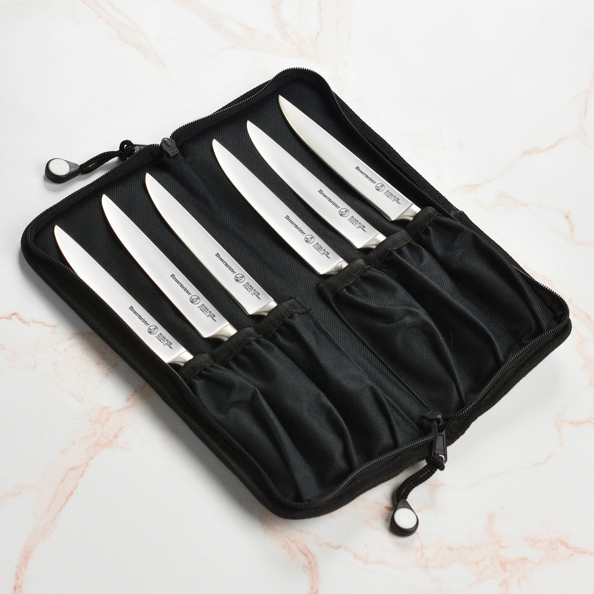 Messermeister Oliva Elite 6 Piece Steak Knife Set with Pouch
