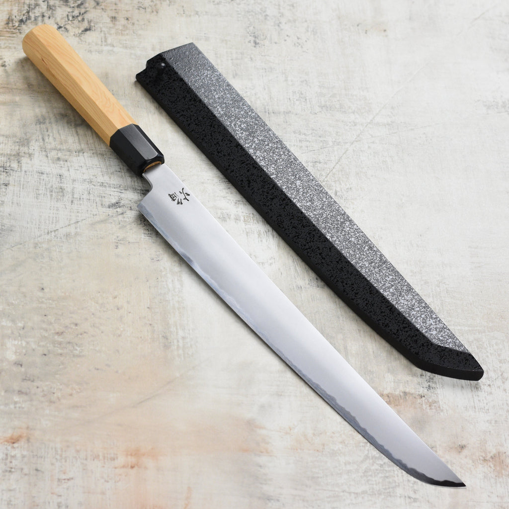 Takayuki x Itsuo Doi Homura Aogami #2 11.8" Sakimaru Sujihiki with Saya