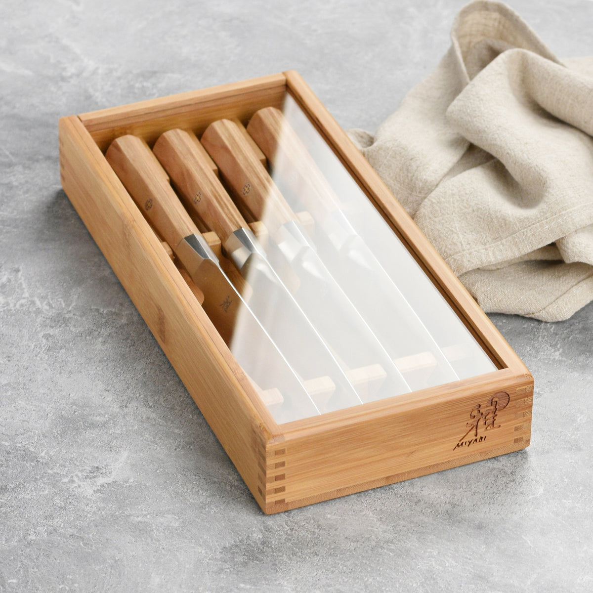 Miyabi Koya 4 Piece Steak Knife Set with Bamboo Case