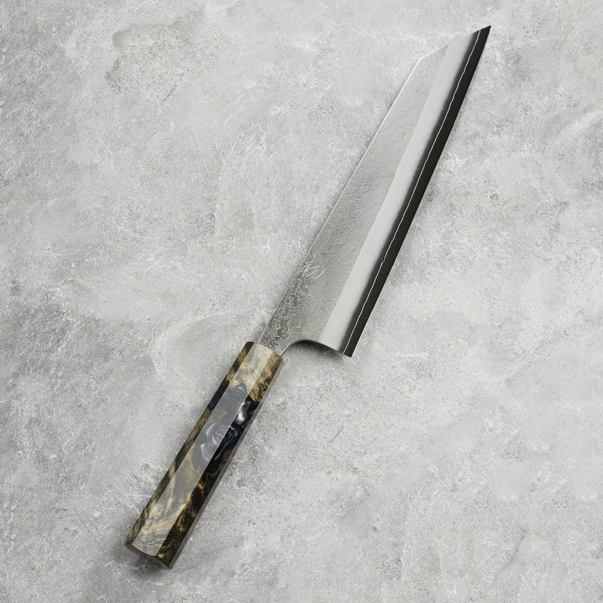 Yoshikane SKD Nashiji Stainless Clad 9.4" Kiritsuke, Stabilized Birch