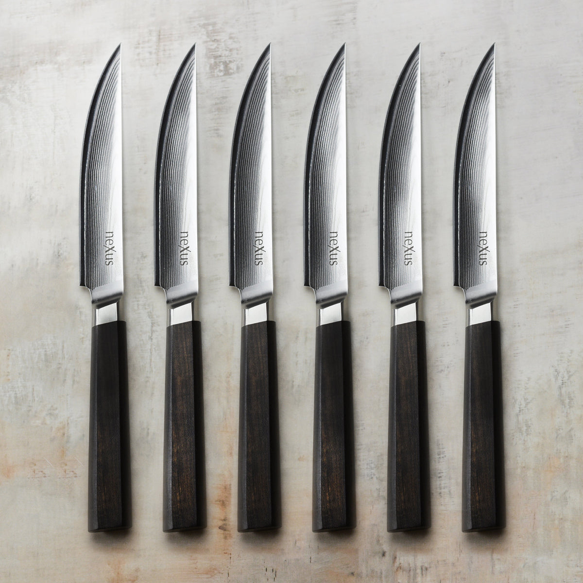Nexus 6 Piece Damascus Steak Knife Set with Case