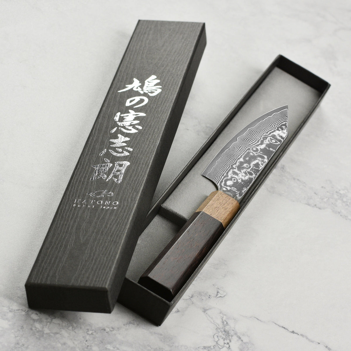 Hatono SG2 Kurozome Damascus 5.3" Kiritsuke Petty