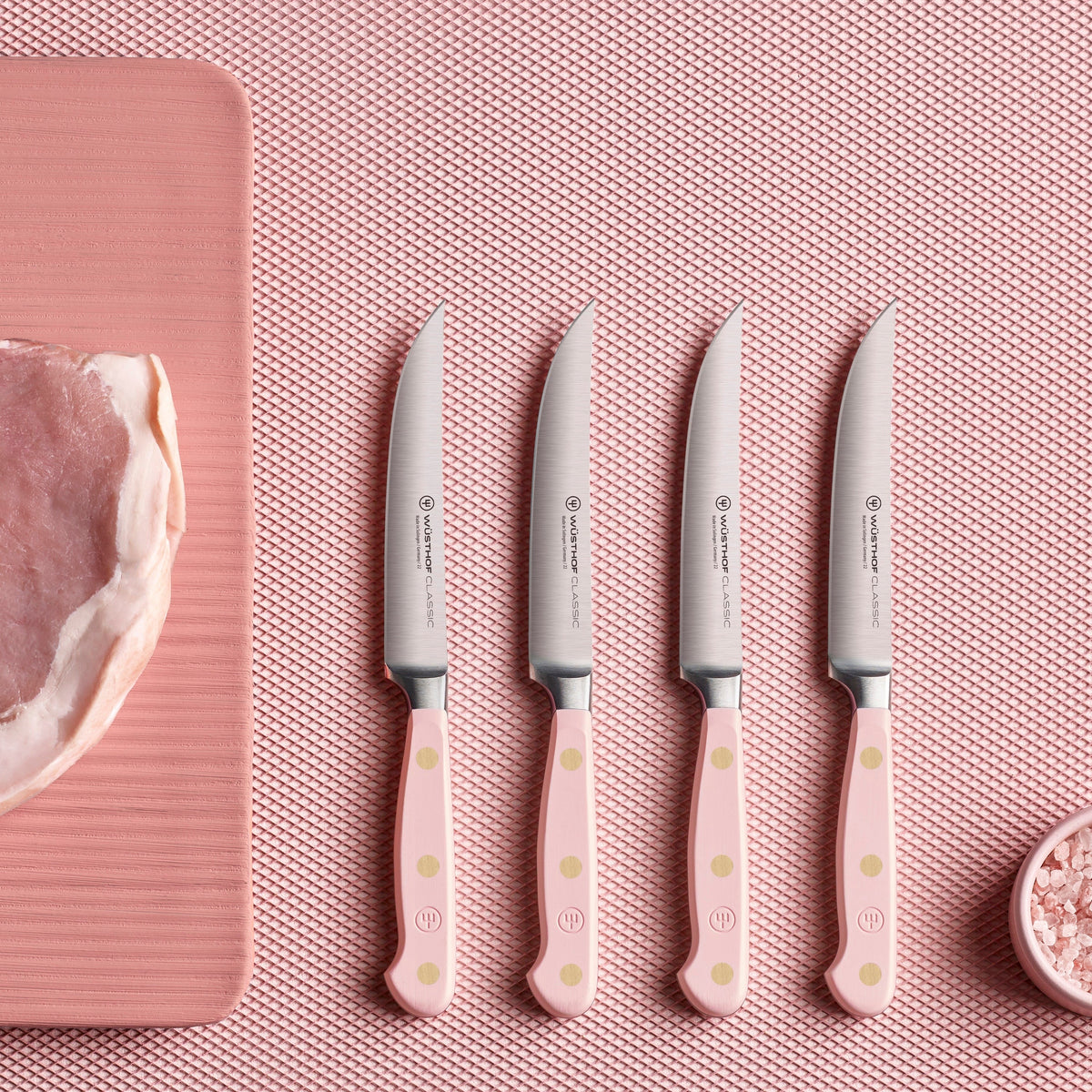 Wusthof Classic Pink Himalayan Salt 4 Piece Steak Knife Set