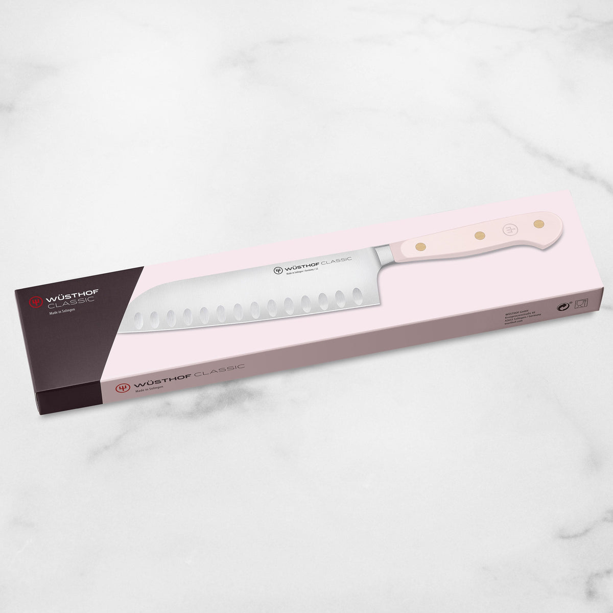 Wusthof Classic Pink Himalayan Salt 7" Hollow Edge Santoku Knife