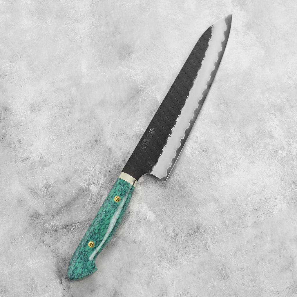 Nigara SG2 Kurouchi Tsuchime 9.4" Gyuto, Green Turquoise