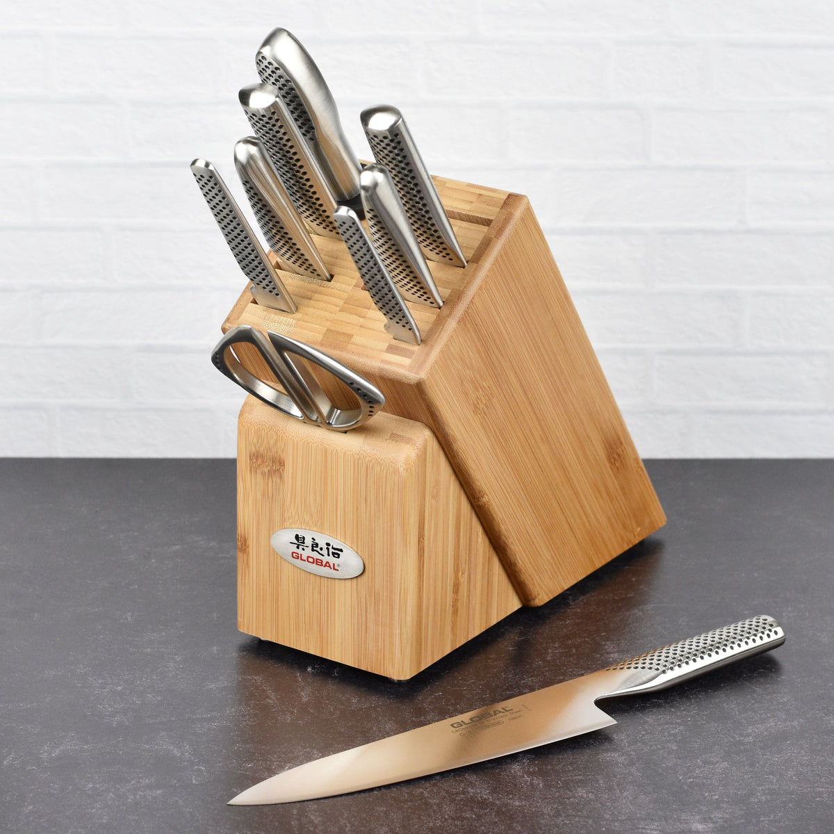 Global 10 Piece Bamboo Knife Block Set