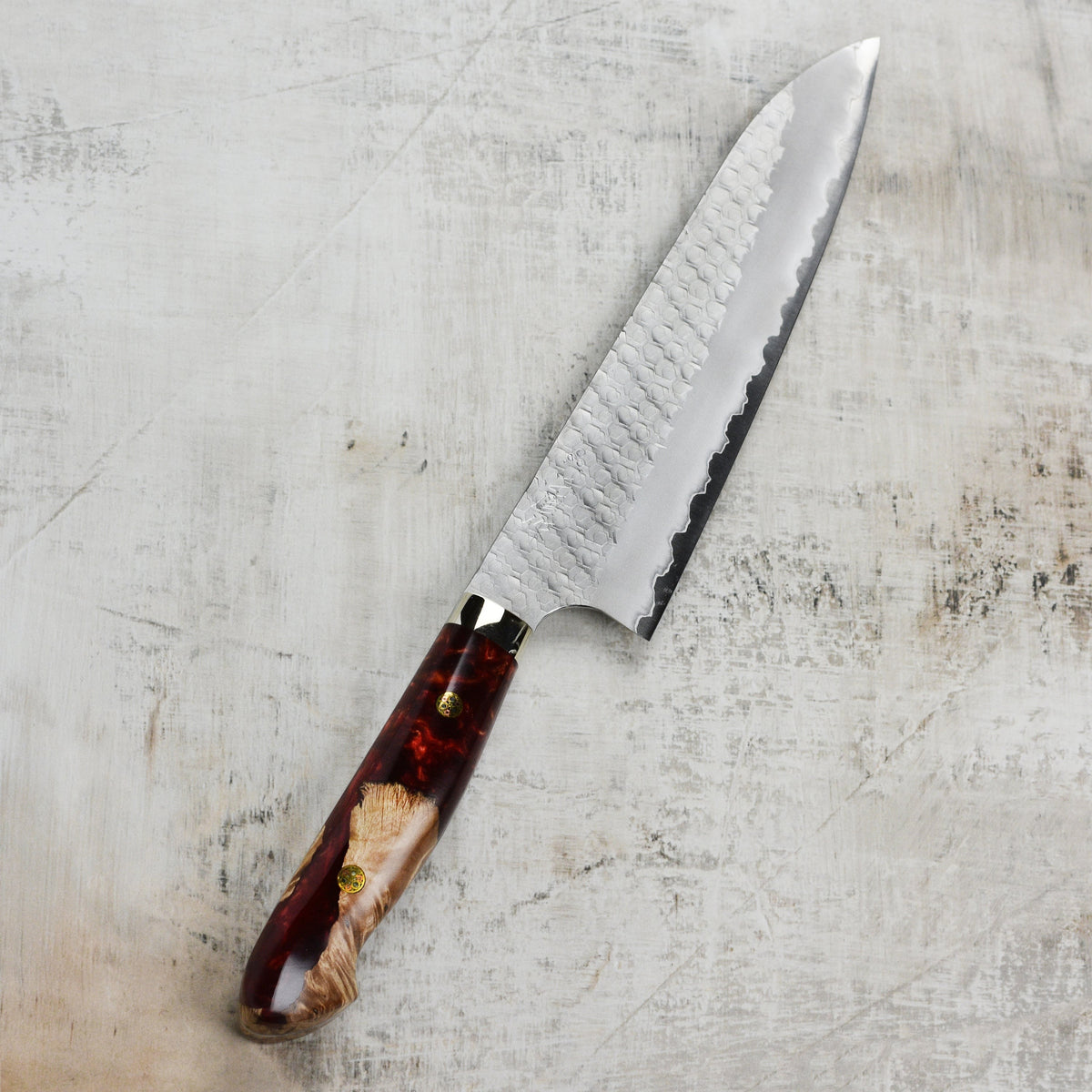 Nigara SG2 Migaki Tsuchime 8.25" Gyuto, Crimson Acrylic