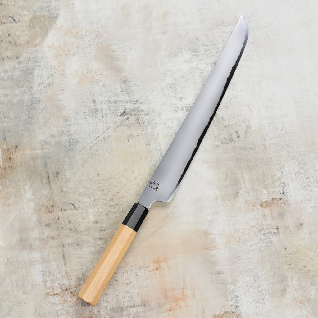 Takayuki x Itsuo Doi Homura Aogami #2 11.8" Sakimaru Sujihiki with Saya