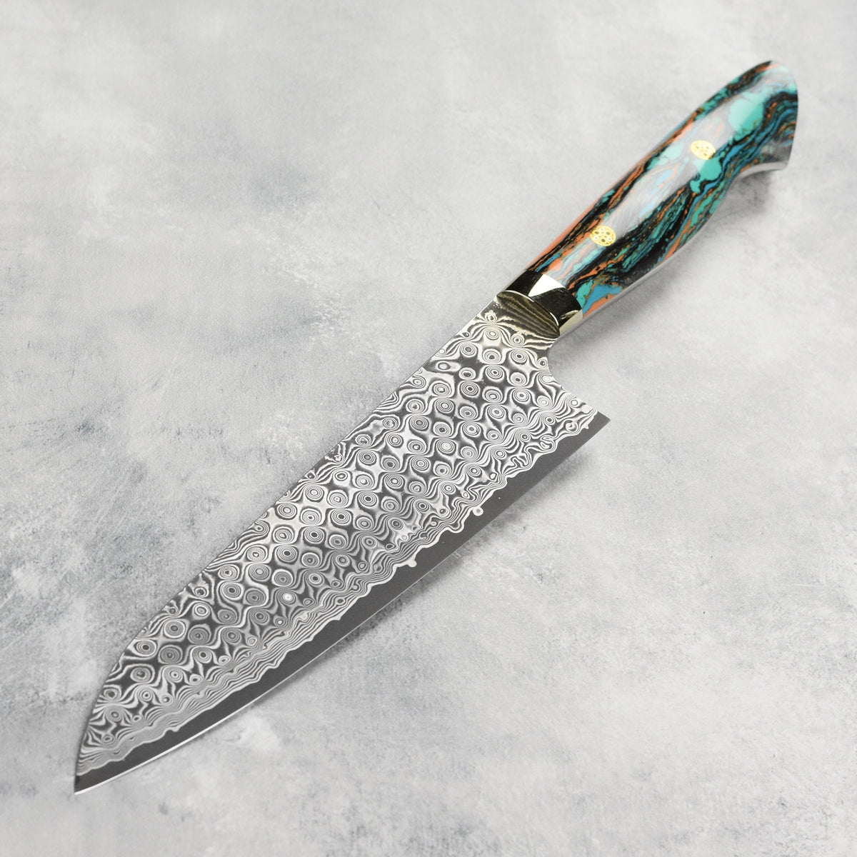 Nigara Anmon SG2 Damascus 8.25" Gyuto, Marble Turquoise