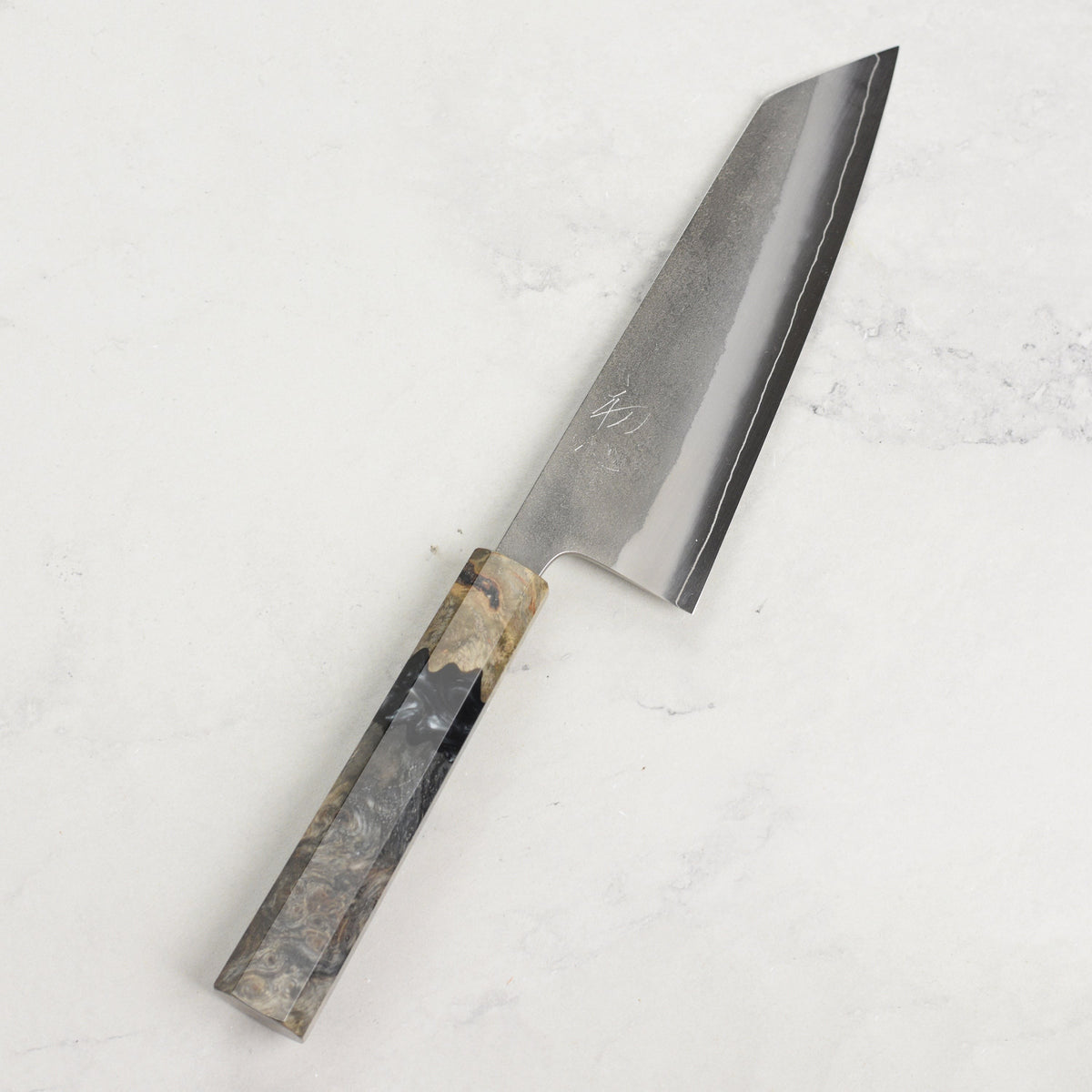 Yoshikane SKD Nashiji Stainless Clad 6.5" Bunka, Stabilized Birch