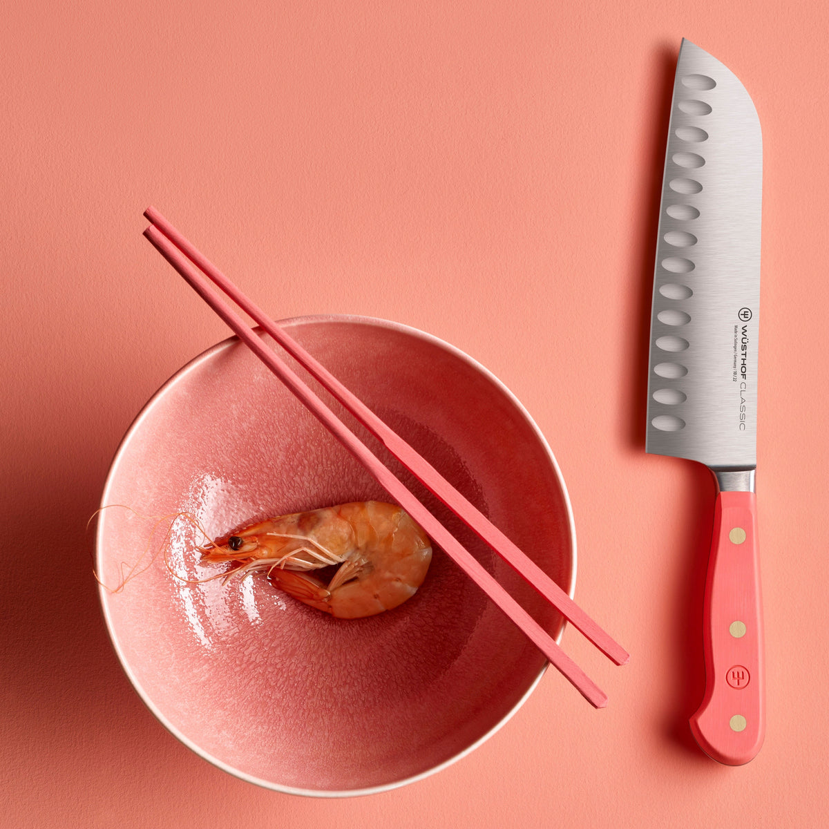 Wusthof Classic Coral Peach 7" Hollow Edge Santoku Knife