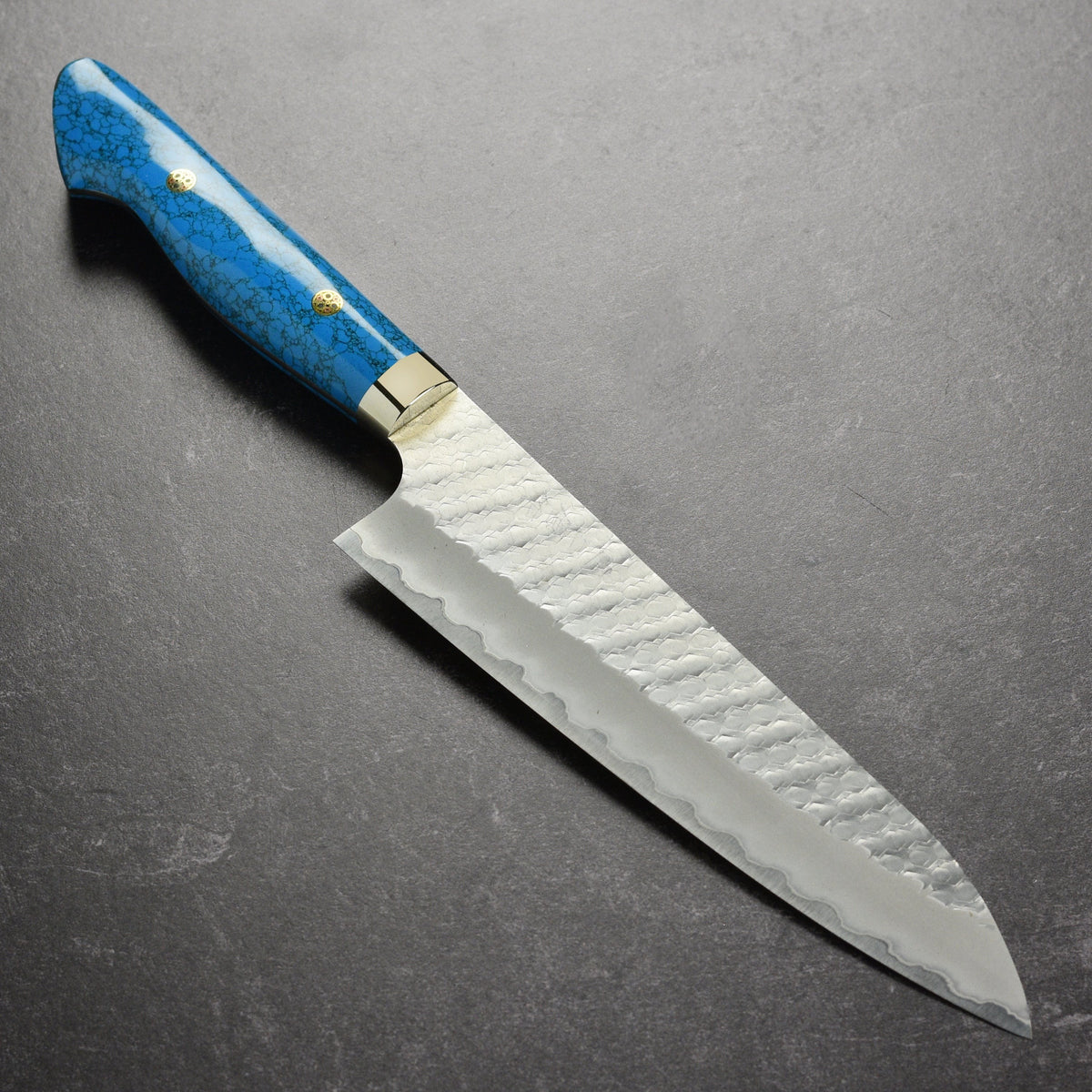 Nigara SG2 Migaki Tsuchime 8.25" Gyuto, Blue Turquoise