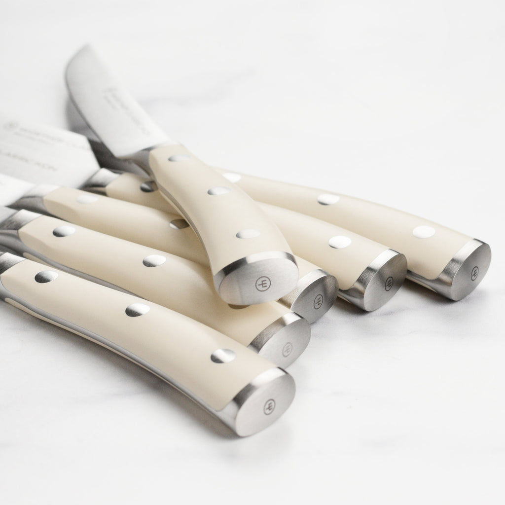 Wusthof Classic Ikon Creme 6 Piece Steak Knife Set with Wood Case