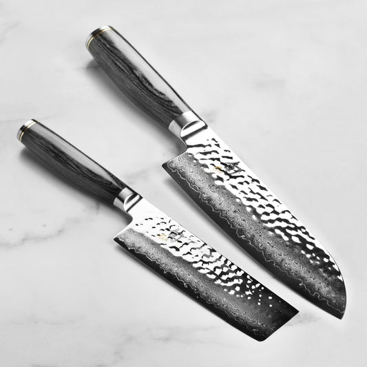 Shun Premier Grey Santoku & Nakiri Knife Set
